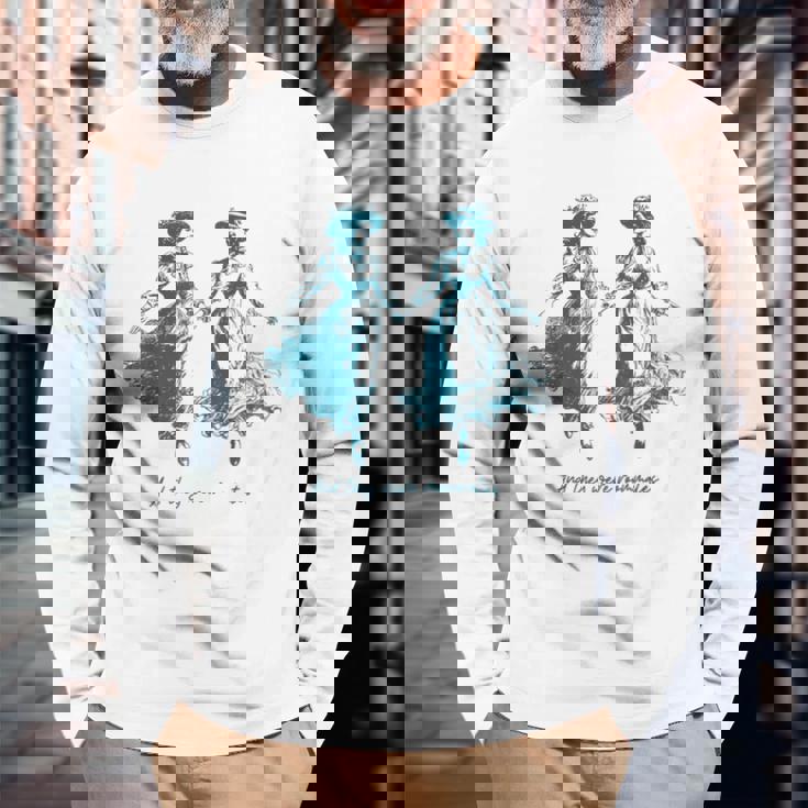 Vintage Lesbian Pride And They Were Roommates Sapphic Pride Long Sleeve T-Shirt Gifts for Old Men