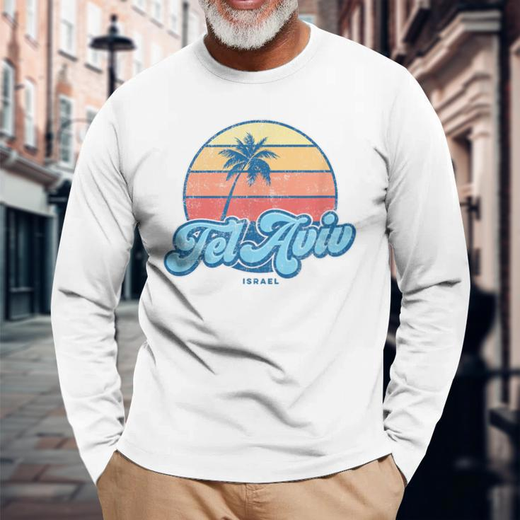 Vintage Tel Aviv Israel Classic 70S Retro Surfer Long Sleeve T-Shirt Gifts for Old Men