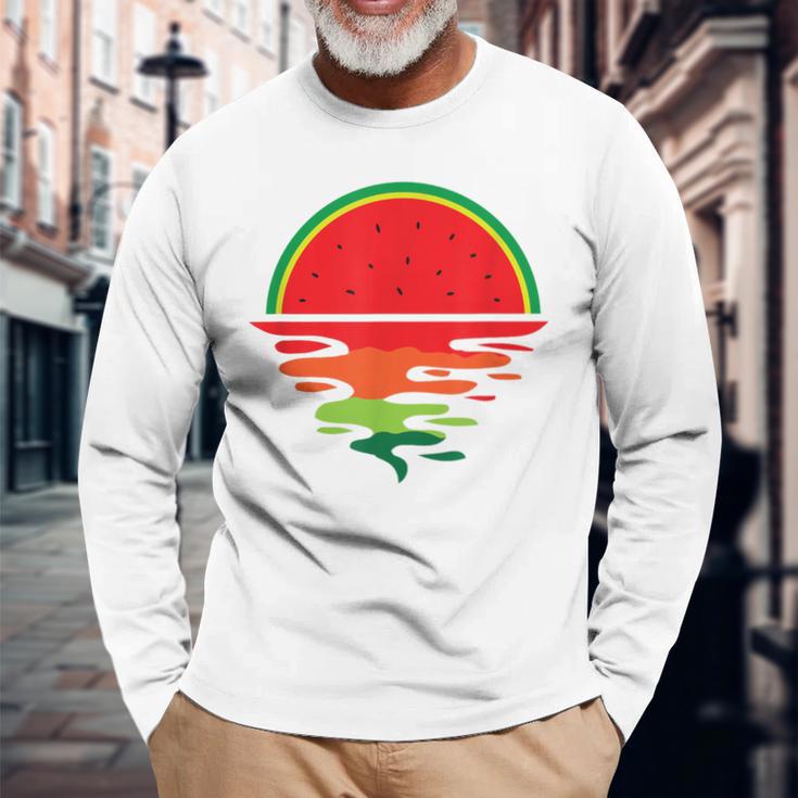 Watermelon Summer Sunset Fruit Watermelon Langarmshirts Geschenke für alte Männer