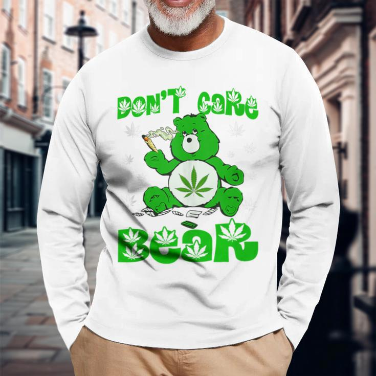 Weed Bear Herb Bear Don't Care Bear Marijuana Cannabis Long Sleeve T-Shirt Gifts for Old Men