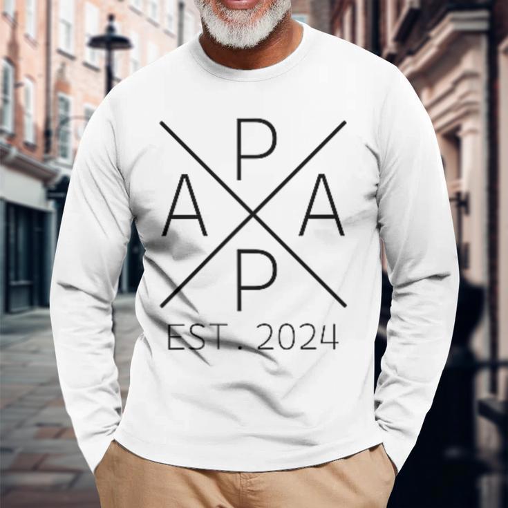 Werdender Papa Est 2024 Langarmshirts Geschenke für alte Männer