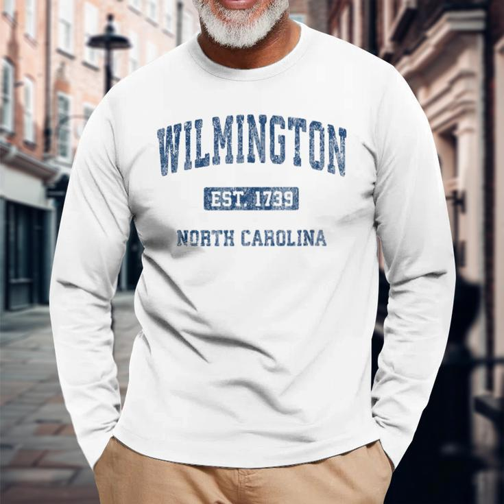 Wilmington North Carolina Nc Vintage Athletic Sports Long Sleeve T-Shirt Gifts for Old Men