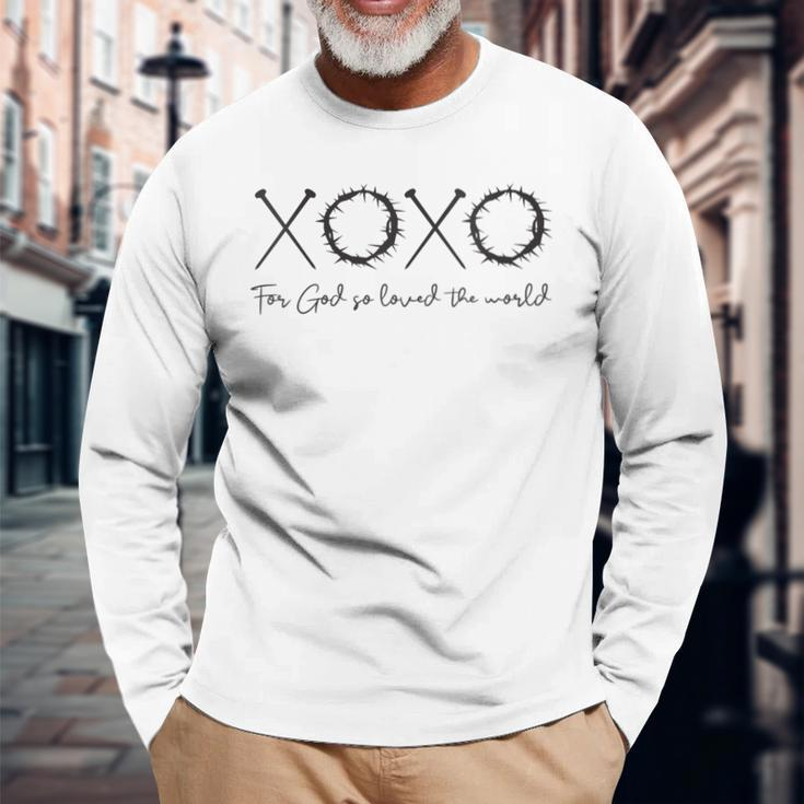 Xoxo For God So Loved The World Easter Love Letters Long Sleeve T-Shirt Gifts for Old Men