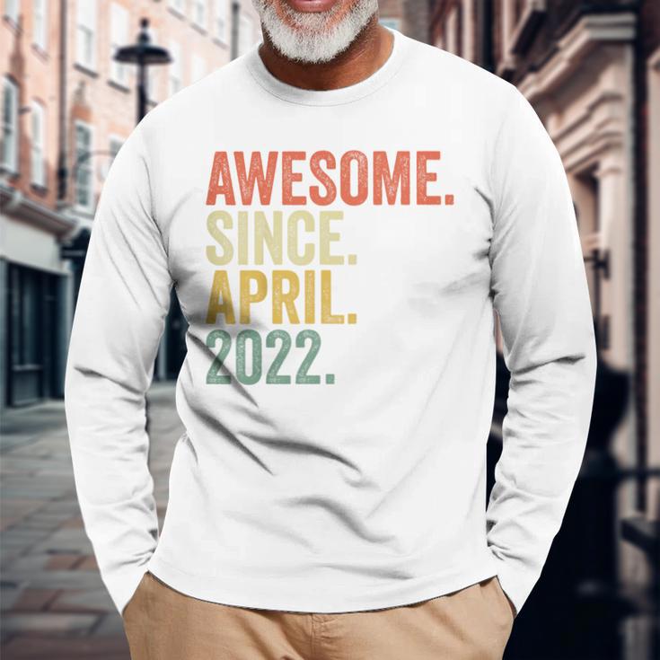 Youth Awesome Since April 2022 Birth Of Birthday 2022 Vintage Long Sleeve T-Shirt Gifts for Old Men