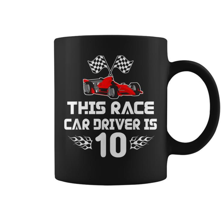 10 Year Old Race Car Birthday Boy For 10Th Birthday Race Car Coffee Mug