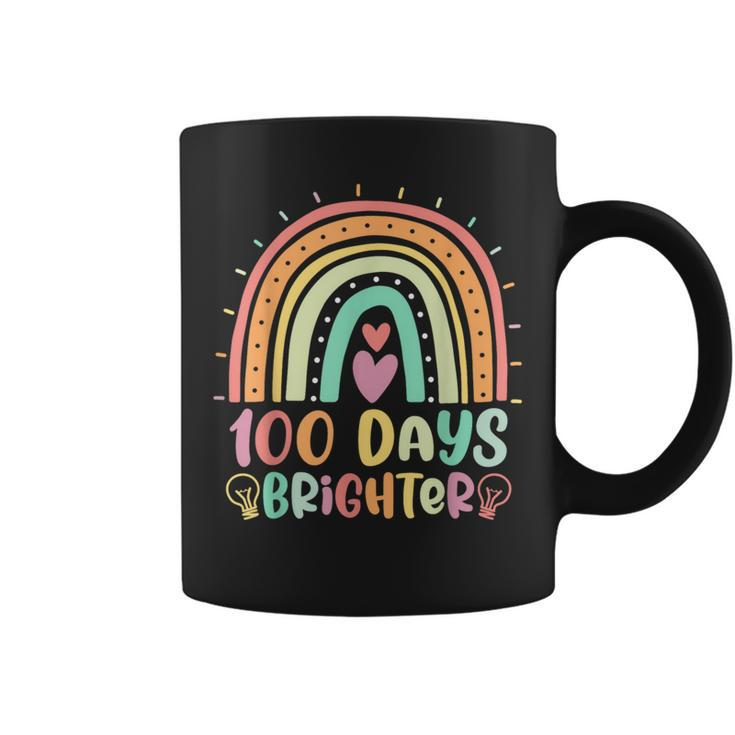 100 Days Brighter Rainbow Happy 100Th Day Of School Teacher Coffee Mug