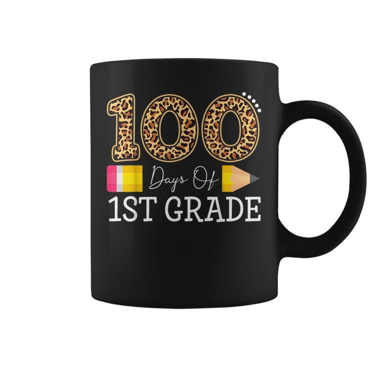 100 Days Of First Grade Leopard Happy 100Th Day Of School Coffee Mug