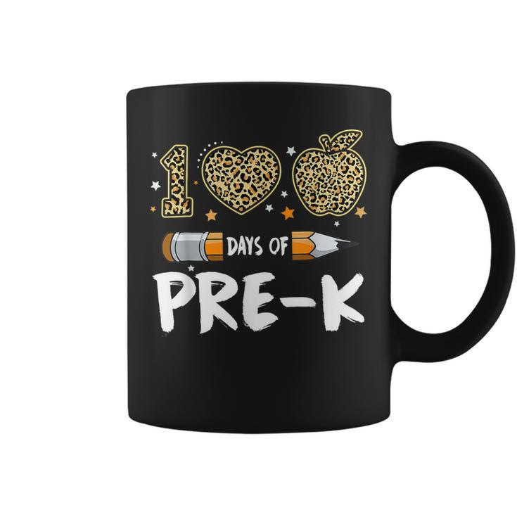 100 Days Of Pre K Teacher Student Leopard Happy 100Th Day Coffee Mug