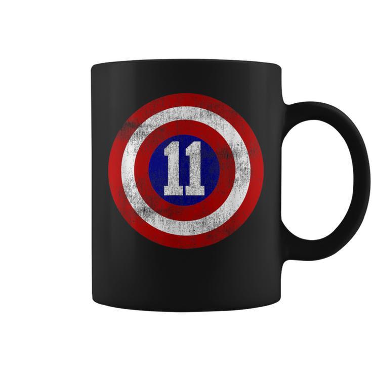 11 Year Old 11Th Birthday Party Distressed Captain Sheild Coffee Mug