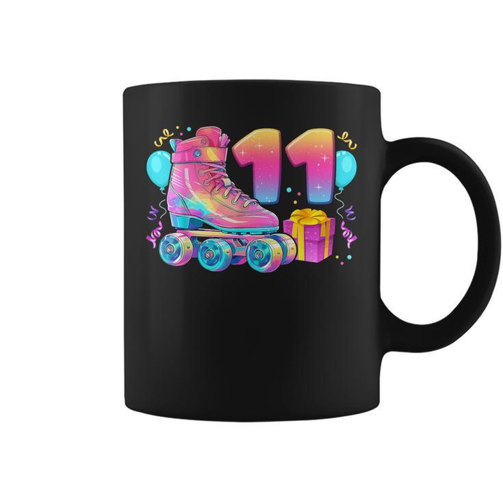 11º Cumpleaños Niña 11 Años Patines Número 11 Taza de café