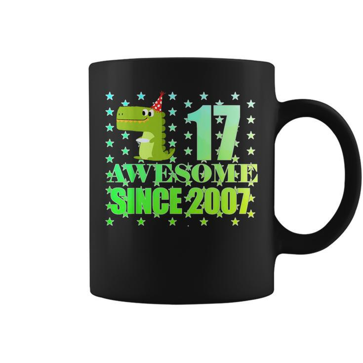 17 Year Old Boy Dinosaur T Rex Awesome Since 2007 Birthday Coffee Mug
