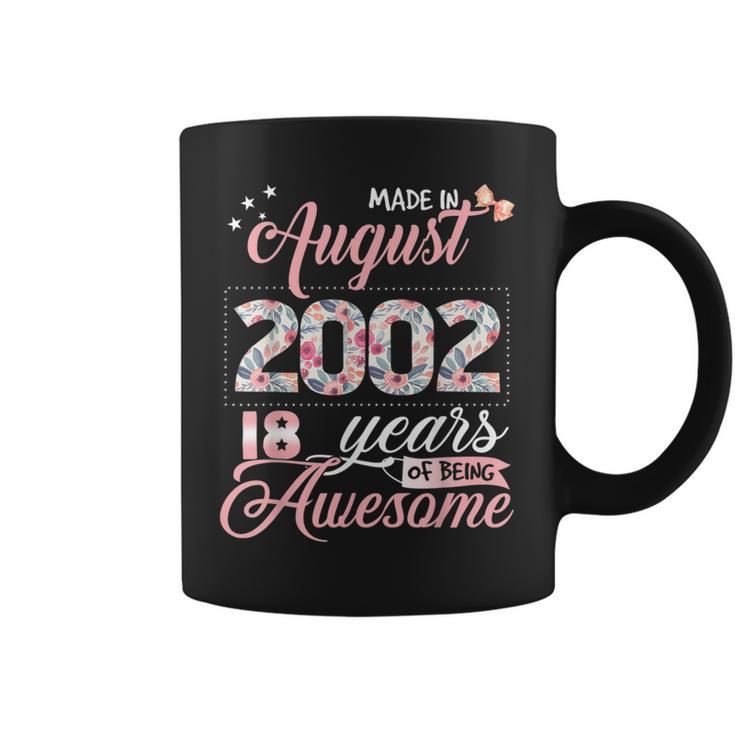 18Th Birthday Floral For Girls Born In August 2002 Coffee Mug
