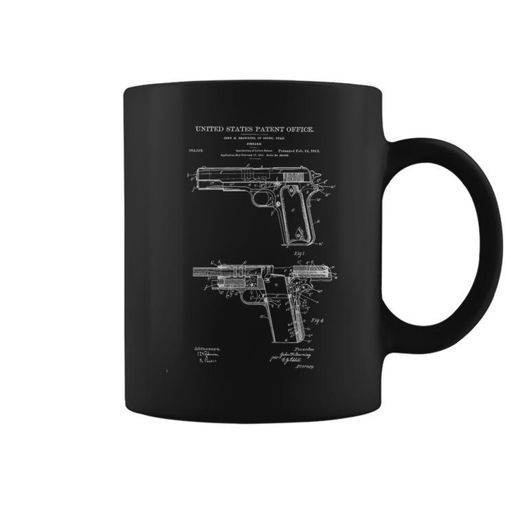 1911 Retro Vintage Handgun Diagram Blueprint Pistol 45Acp Coffee Mug