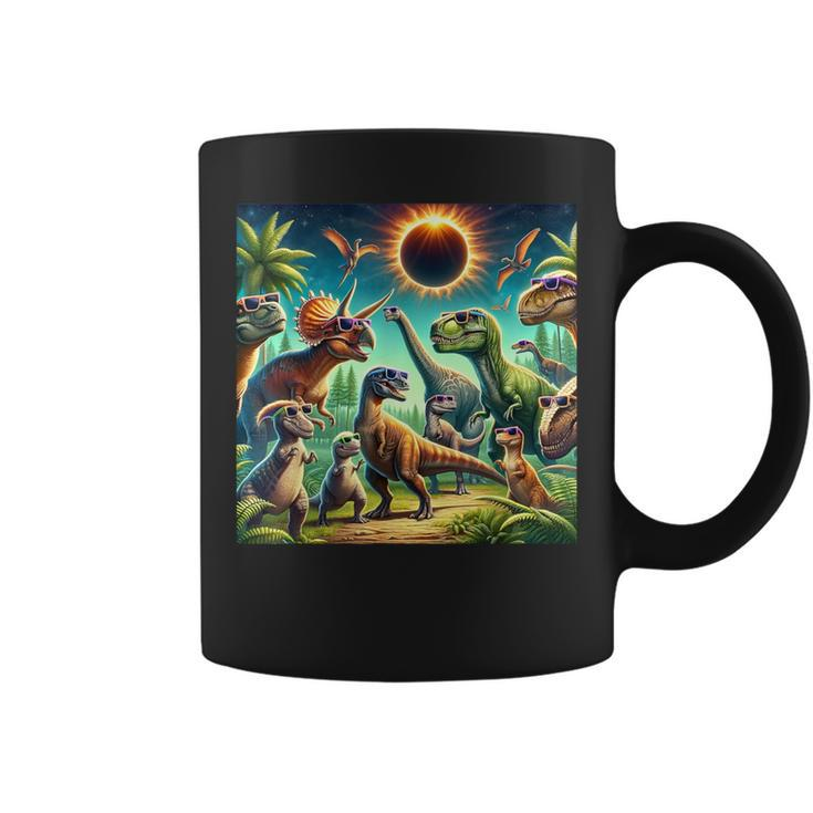 2024 Solar Eclipse Dinosaurs Wearing Glasses Totality Coffee Mug