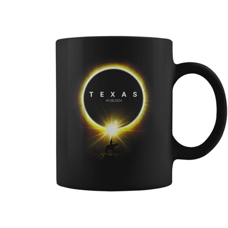 2024 Solar Eclipse Seen From The State Of Texas For Cowboys Coffee Mug
