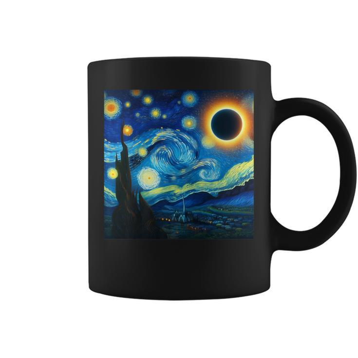 2024 Solar Eclipse Starry Night Van Gogh Boy Girl Coffee Mug