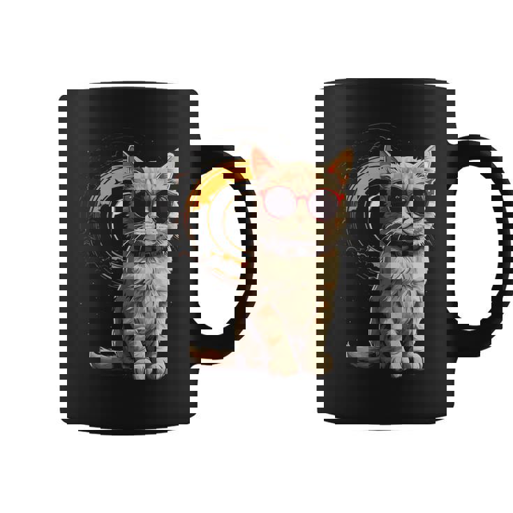 2024 Total Solar Eclipse Cat Wearing Solar Eclipse Glasses Coffee Mug