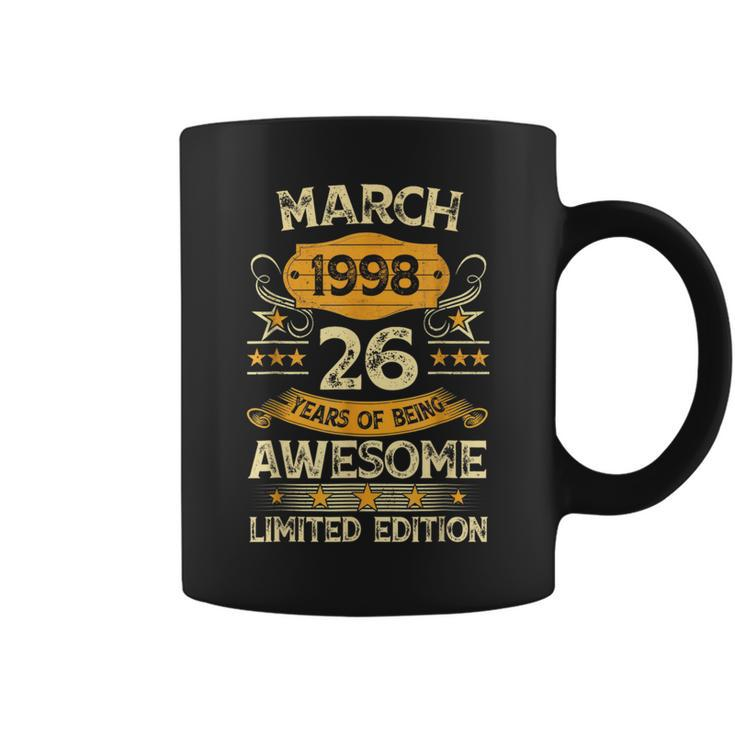 26 Years Old Vintage March 1998 26Th Birthday Mens Coffee Mug