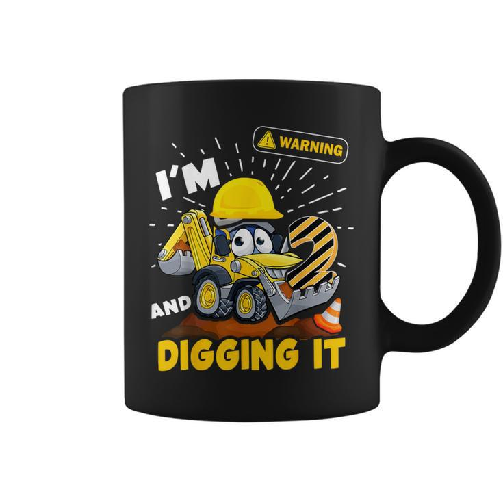 2Nd Birthday Boys Construction Excavator 2 Years Old Digger Coffee Mug