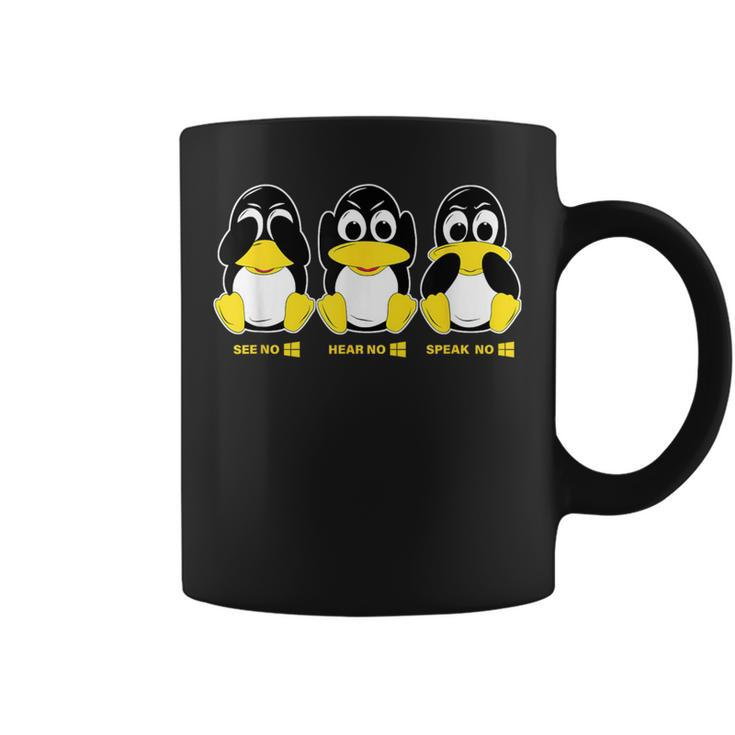 3 Linux Penguins Hörre Sehen Sprechen Kein Win Informatiker Tassen