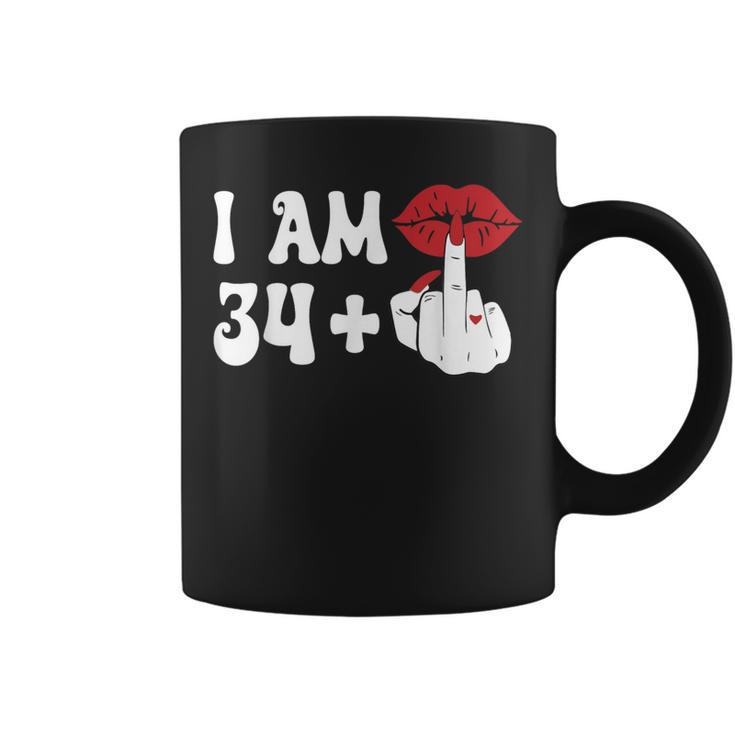 I Am 34 1 Middle Finger & Lips 35Th Birthday Girls Coffee Mug