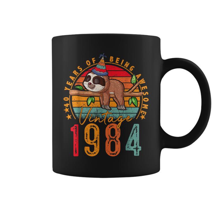 40 Years Old Sloth Lover Vintage 1984 40Th Birthday Coffee Mug