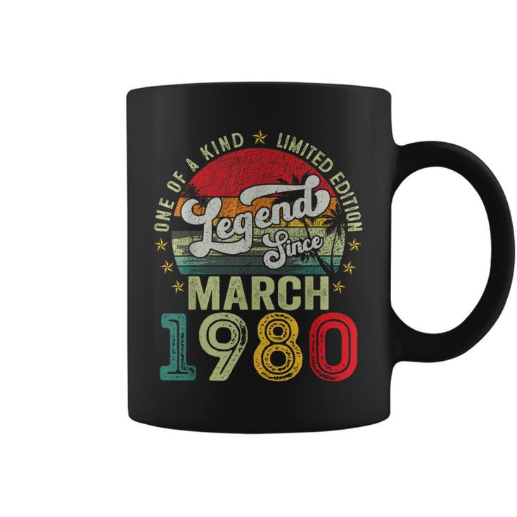 44 Years Old Legend Since March 1980 44Th Birthday Men Coffee Mug