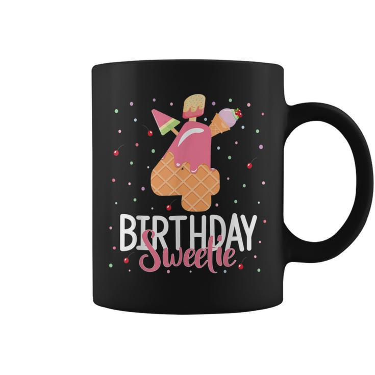 4Th Birthday Sweetie Ice Cream Girl 4 Years Old B-Day Coffee Mug