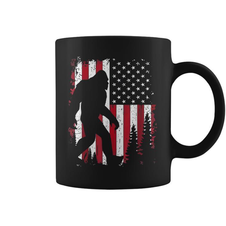 4Th Of July Bigfoot Sasquatch American Flag Patriotic Coffee Mug