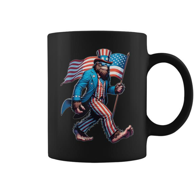 4Th Of July Bigfoot Sasquatch Patriotic American Flag Coffee Mug