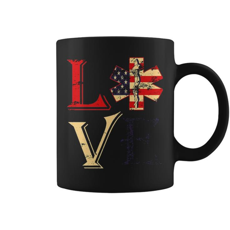 4Th Of July Ems Emt Patriotic Flag Distressed Love Coffee Mug