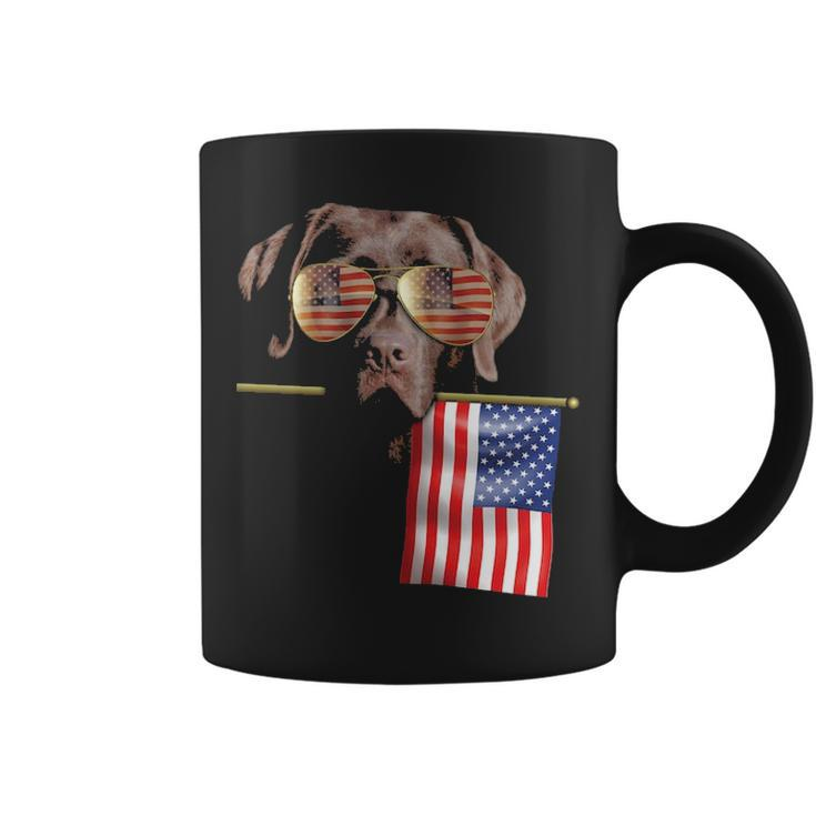 4Th Of July Fun American Flag Chocolate Labrador Dog Lover T Coffee Mug