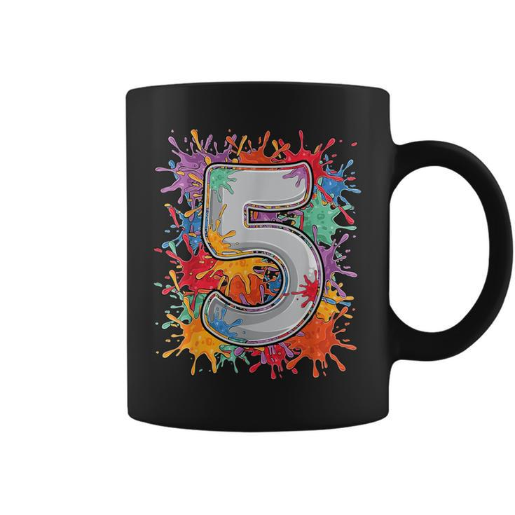5 Year Old Colorful Splashes 5Th Birthday Paint Splash Coffee Mug
