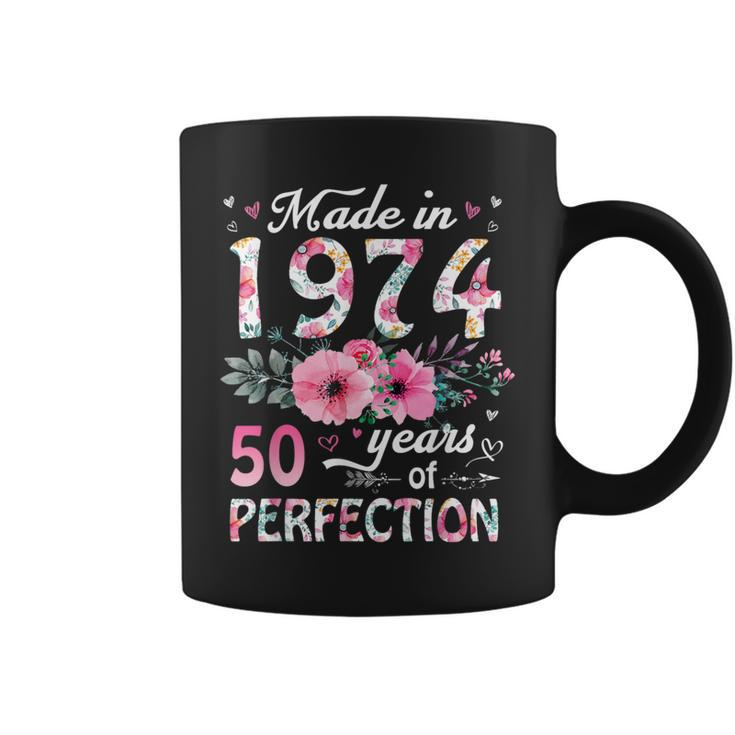 50 Year Old Made In 1974 Floral 50Th Birthday Women Coffee Mug