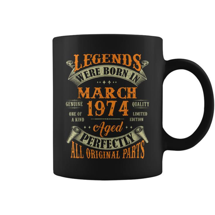 50Th Birthday Decoration Legends Born In March 1974 Coffee Mug