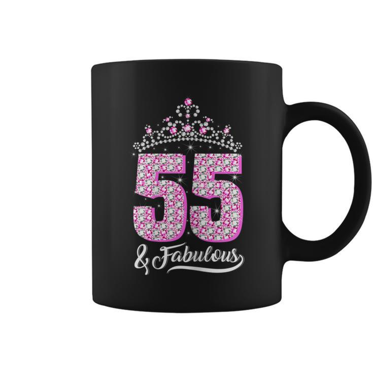 55 And Fabulous 55Th Birthday 55 Yrs Crown Pink Coffee Mug