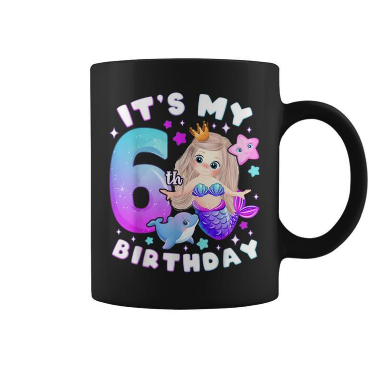 6Th Birthday Girl 6 Years Mermaid Number 6 Coffee Mug