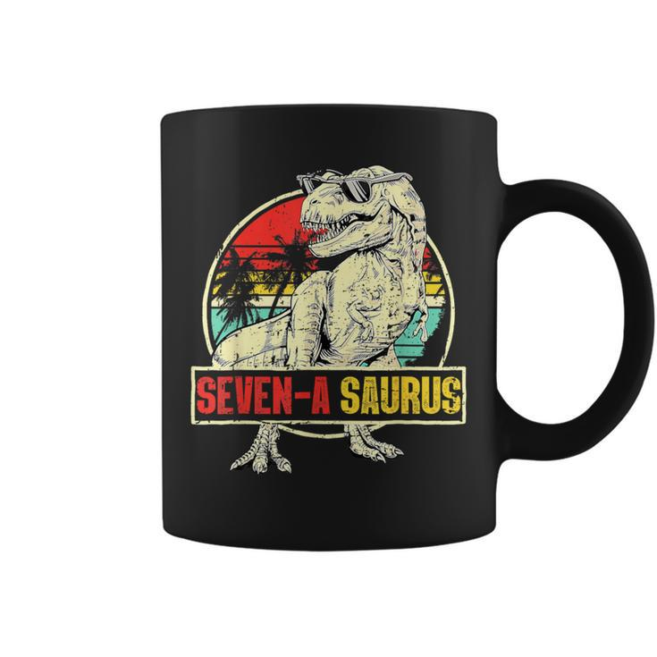 7 Year Old Dinosaur Birthday 7Th T Rex Dino Seven Saurus Coffee Mug