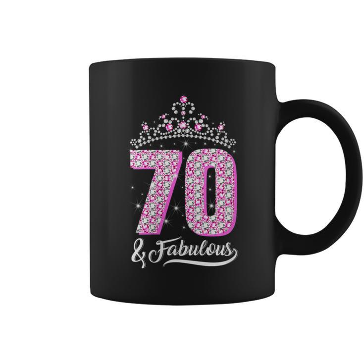 70 And Fabulous 70Th Birthday 70 Yrs Crown Pink Coffee Mug