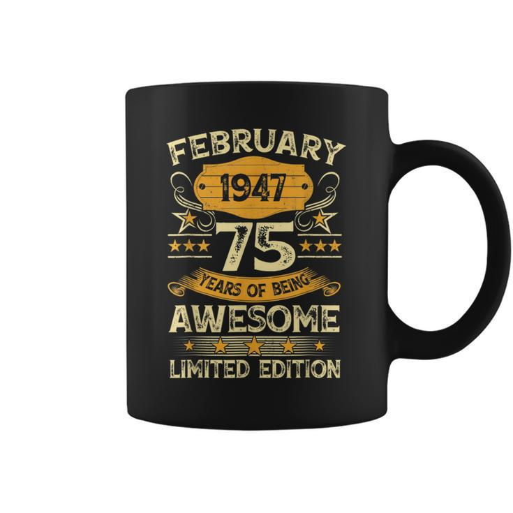 75 Year Old Vintage February 1947 75Th Birthday Coffee Mug