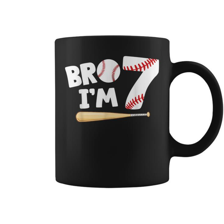 7Th Birthday Boy Bro I'm 7 Year Old Baseball Theme Coffee Mug