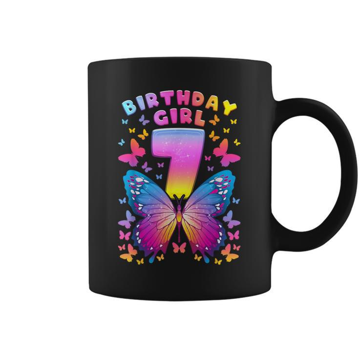 7Th Birthday Girl 7 Years Butterfly Number 7 Coffee Mug