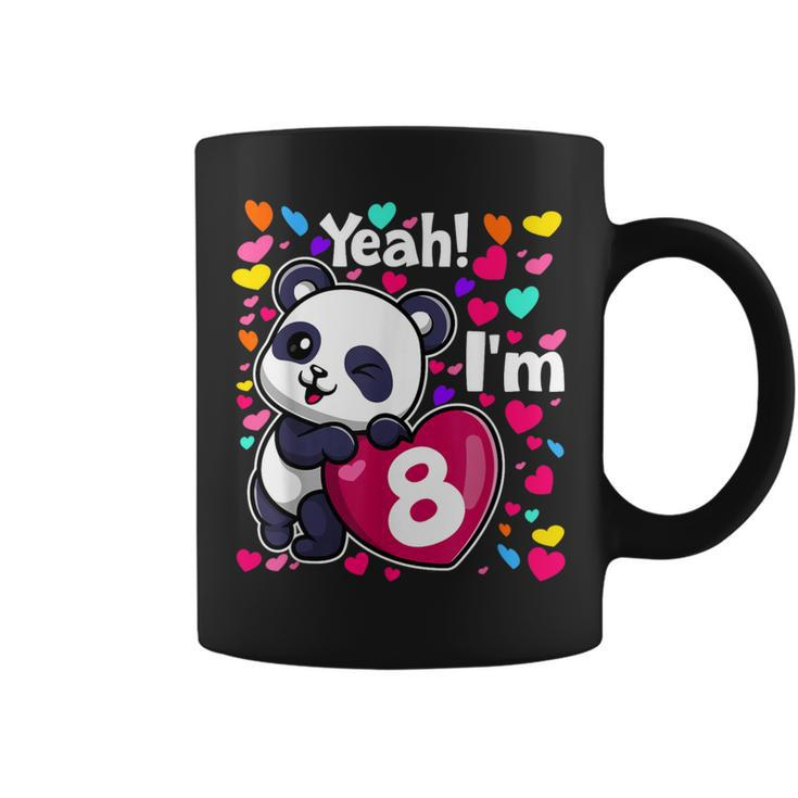 8 Years Old 8Th Birthday Panda Hearts Cute Girl Party Coffee Mug