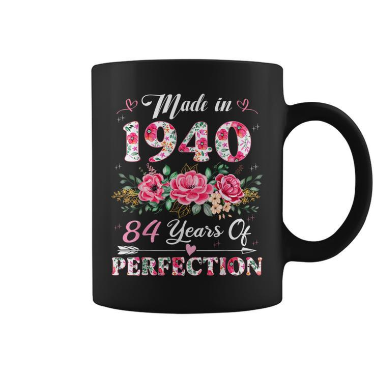 84 Year Old Made In 1940 Floral 84Th Birthday Women Coffee Mug