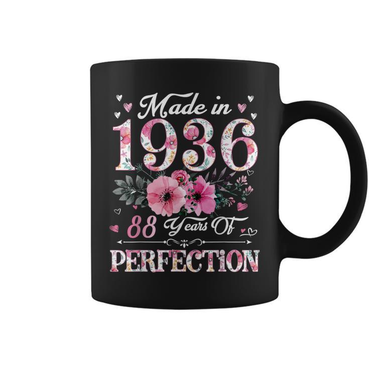 88 Year Old Made In 1936 Floral 88Th Birthday For Women Coffee Mug