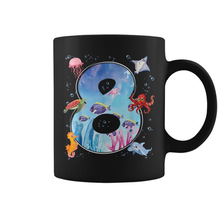 8Th Birthday Party Ocean 8 Year Old Sea Fish Aquarium Boy Coffee Mug