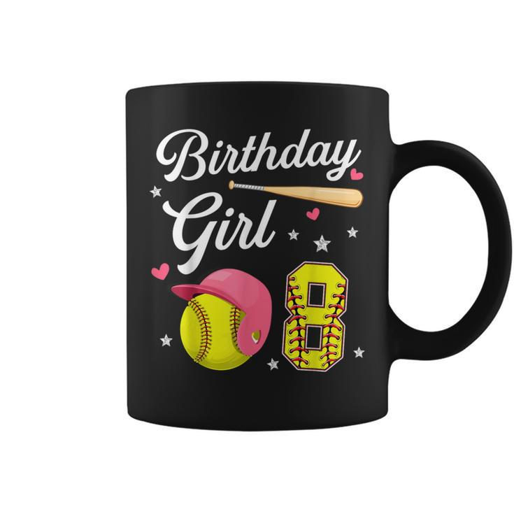 8Th Birthday Softball Player Themed Girls Eight 8 Years Old Coffee Mug
