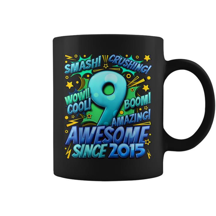 9Th Birthday Comic Style Awesome Since 2015 9 Year Old Boy Coffee Mug