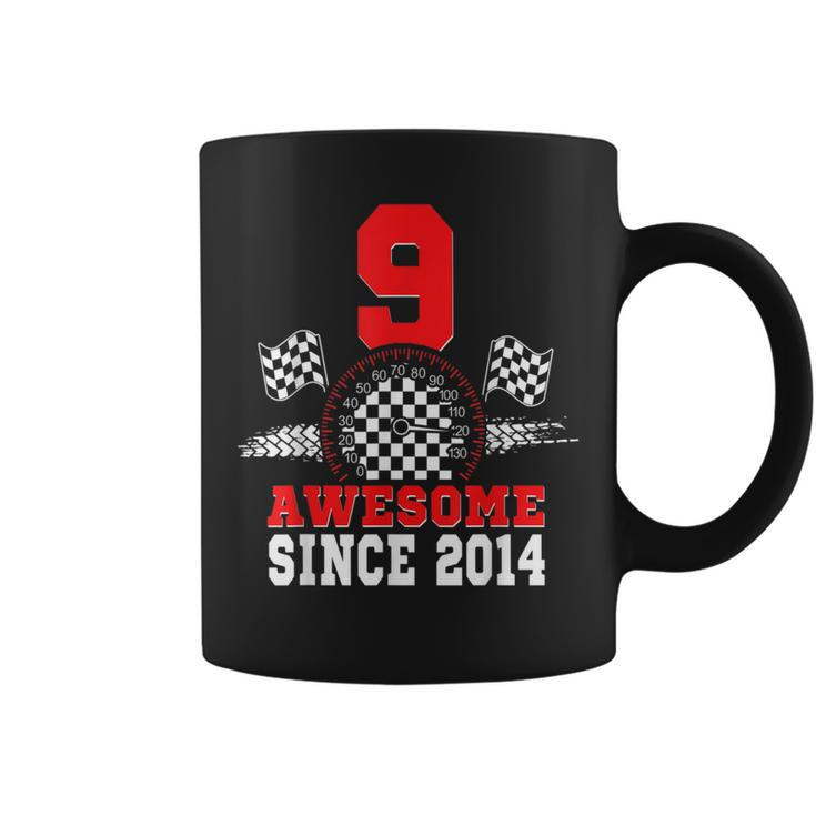 9Th Birthday Race Car Awesome Since 2014 Racing 9 Year Old Coffee Mug