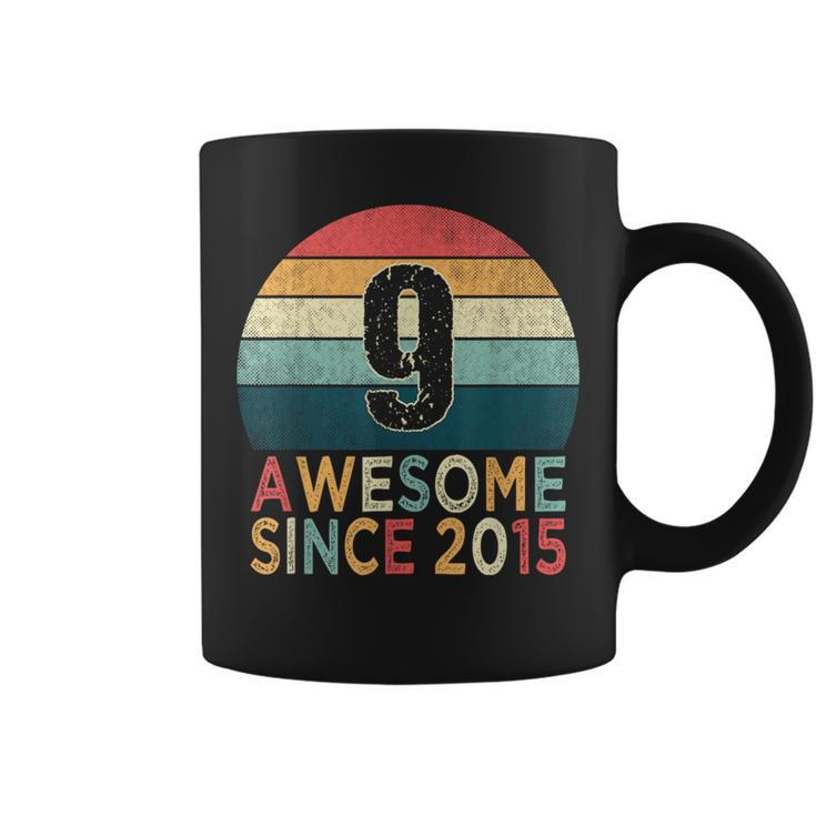 9Th Birthday Vintage Retro 9 Years Old Awesome Since 2015 Coffee Mug